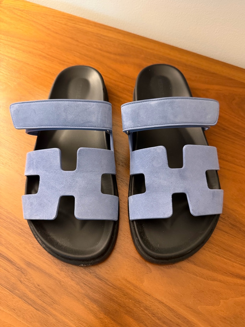 Hermes Chypre sandal in Blue Jean